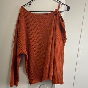 SHEIN Off-the-Shoulder Rust Sweater